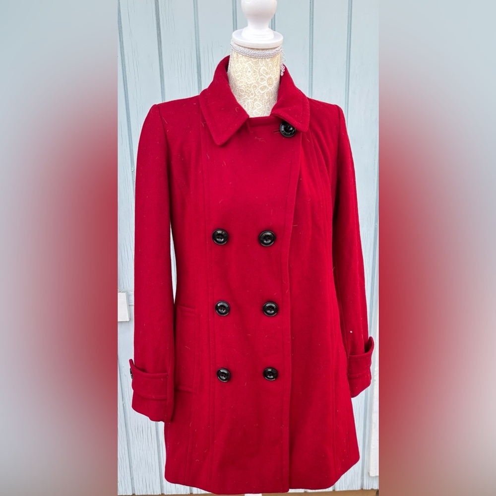 Anne Klein Bold Red Trench Coat